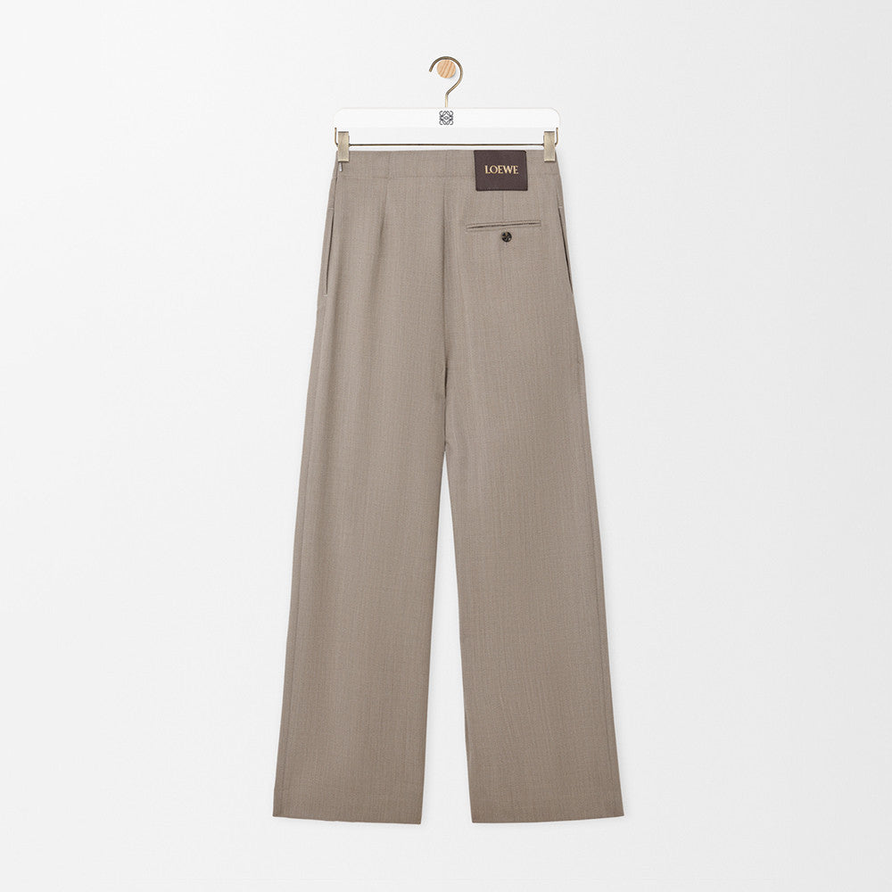 Loewe Belted Trousers in Wool Brown #334790