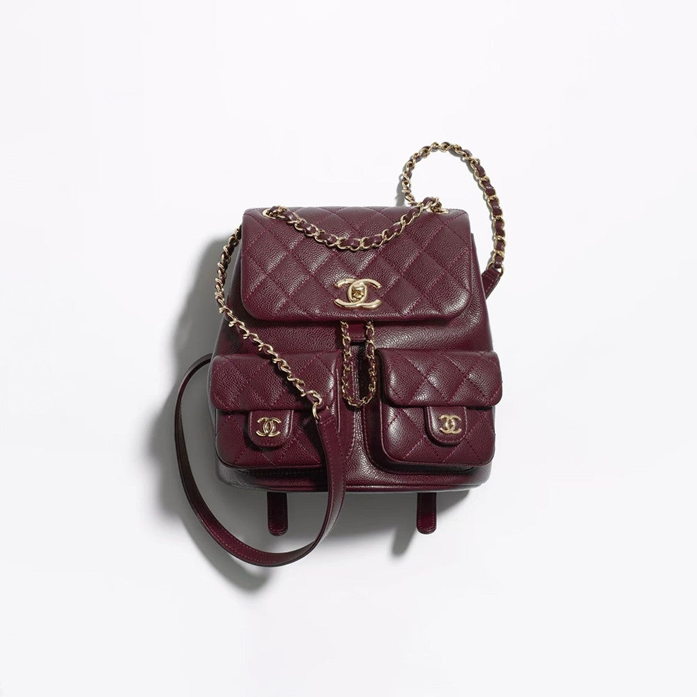 Chanel Women's Duma Bordeaux Red Leather Frog Large Backpack #332640