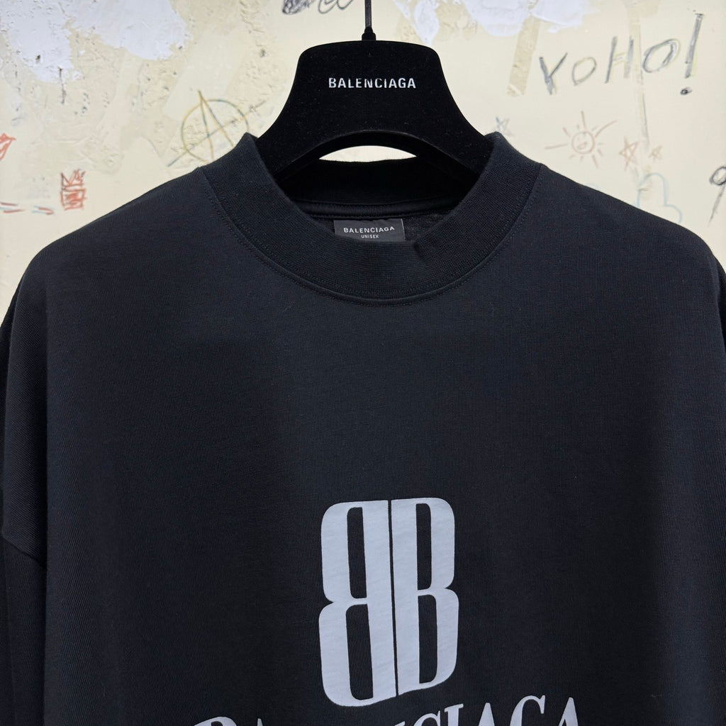 Balenciaga Men's Summer Solid Color Letter Print Round Neck Cotton Short Sleeve T-Shirt #77337