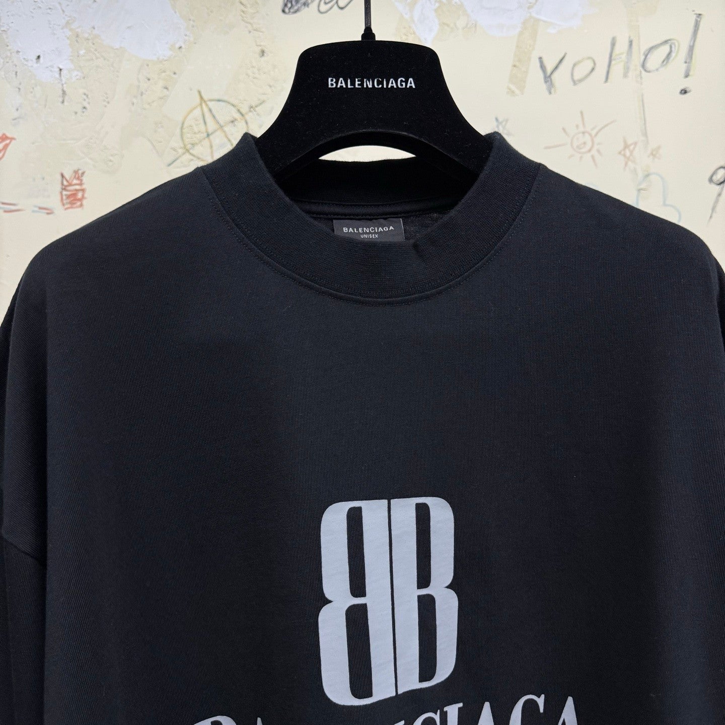 Balenciaga Men's Summer Solid Color Letter Print Round Neck Cotton Short Sleeve T-Shirt #77337