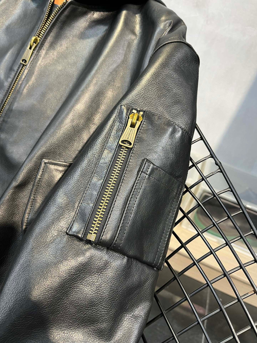 Balenciaga Leather Zip Hooded Jacket #96135