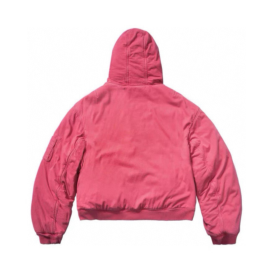 Greg Men's GR Autumn And Winter Retro Solid Color Reversible Long-Sleeved Zipper Hooded Short Warm Loose Jacket Ngvp #7785