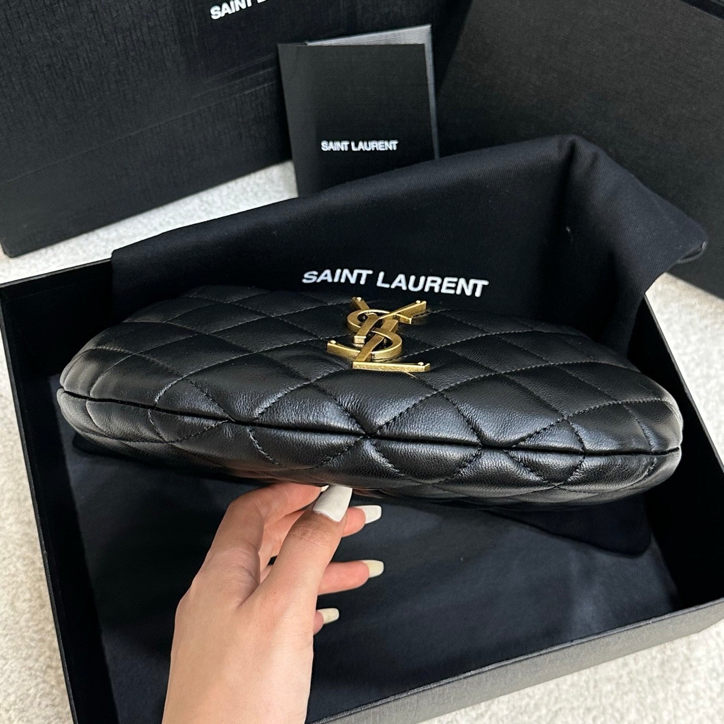 Saint Laurent ICARINO Quilted Nappa Leather Handbag ROSÉ Same Style Half-Moon Bag #332811