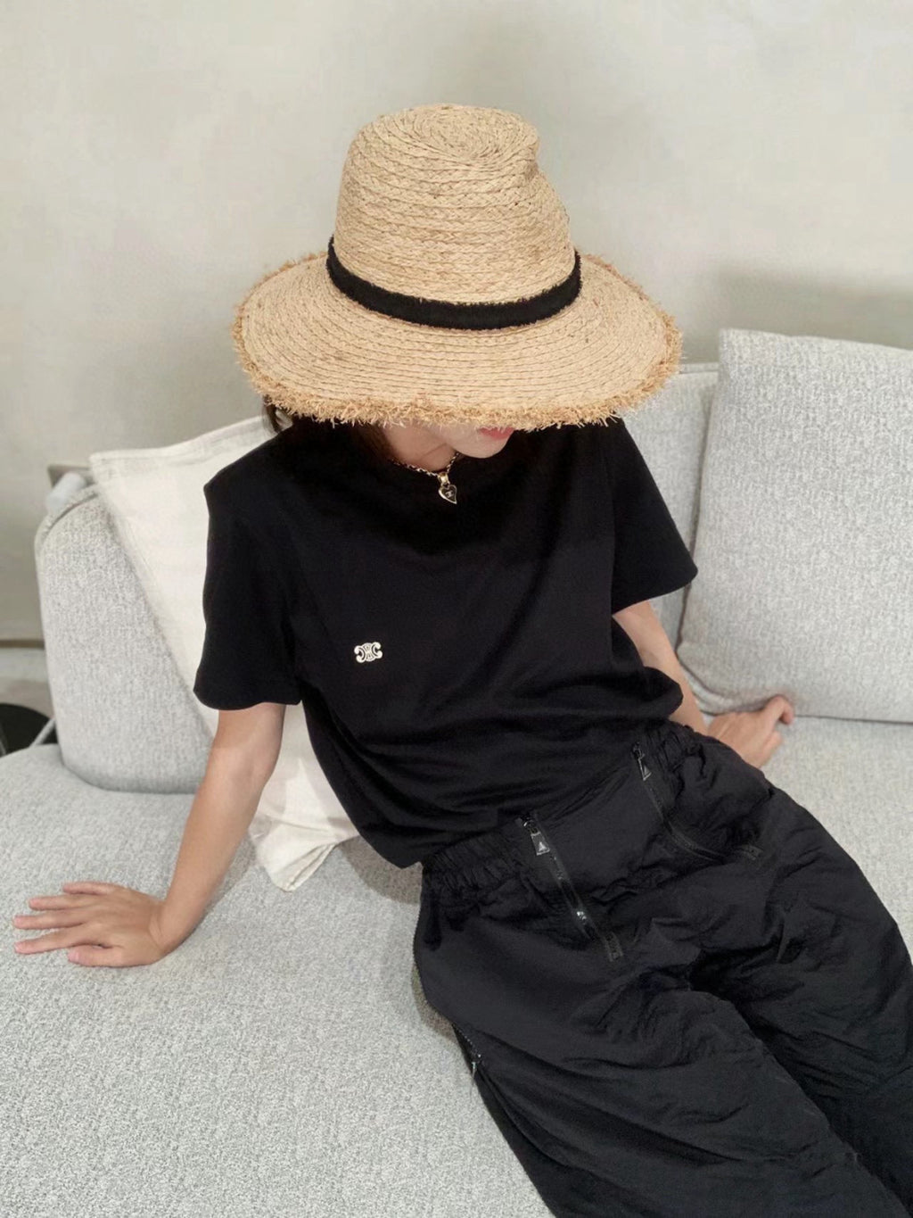 Celine Triomphe Cotton Plain Knit Loose T-Shirt C Spring And Summer Men And Women Fashion Round Neck Short Sleeve Logo Embroidery T-Shirt #81149