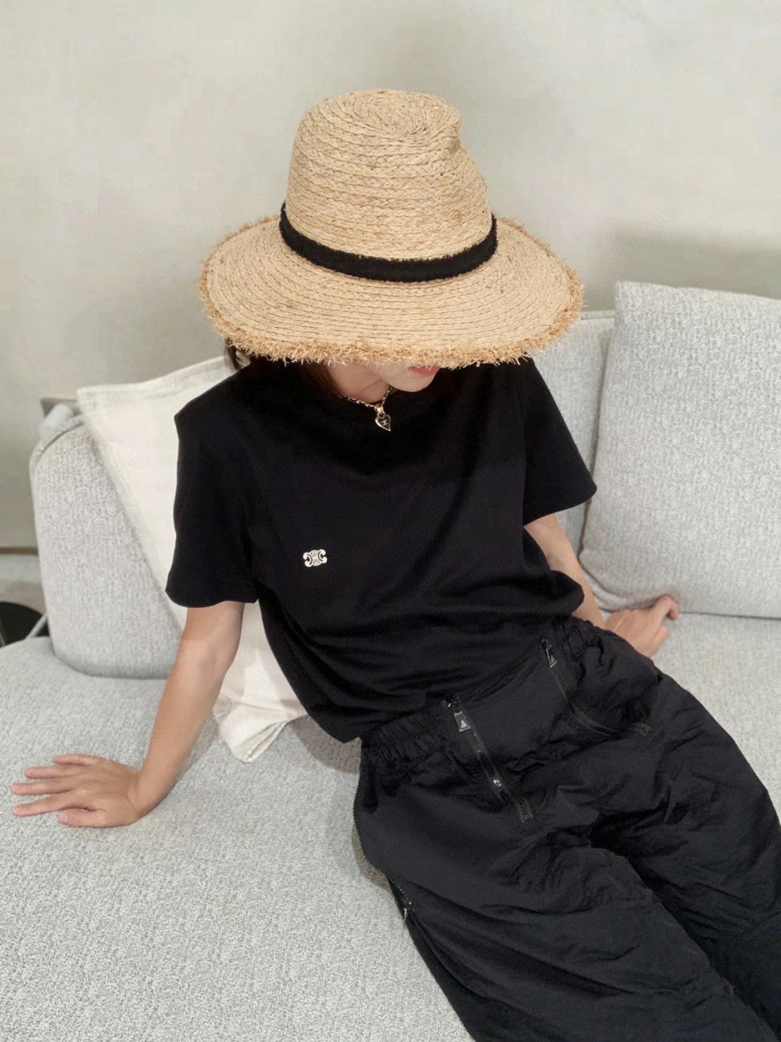 Celine Triomphe Cotton Plain Knit Loose T-Shirt C Spring And Summer Men And Women Fashion Round Neck Short Sleeve Logo Embroidery T-Shirt #81149