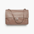CHANEL Maxi Flapbag Grained Calfskin Silver Metal Light Brown #377491