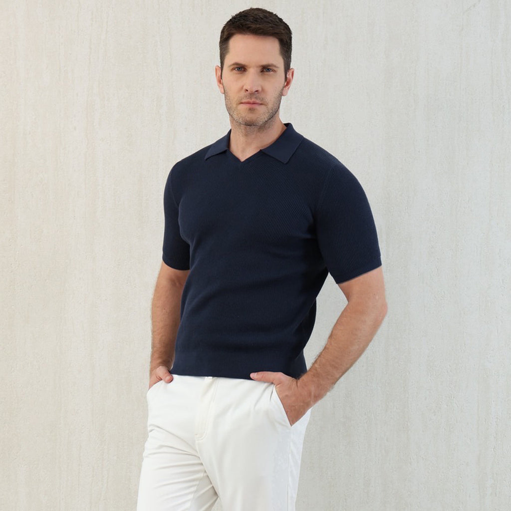 Brunello Cucinelli Men's Business Casual Spring Summer Cotton British Ribbed Knit Polo Shirt Fashion Trend Casual Comfort Lapel T-Shirt Ngvp #1347