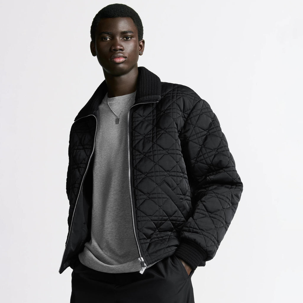 Dior Men's Autumn and Winter Solid Color Lapel Quilted Zipper Long Sleeve Jacket #74854