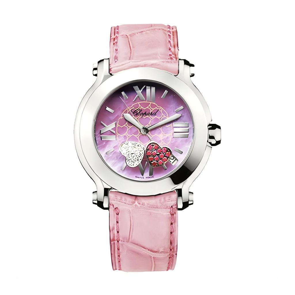 Chopard Women's Pink Strap Diamond Bezel Mechanical Watch #97727