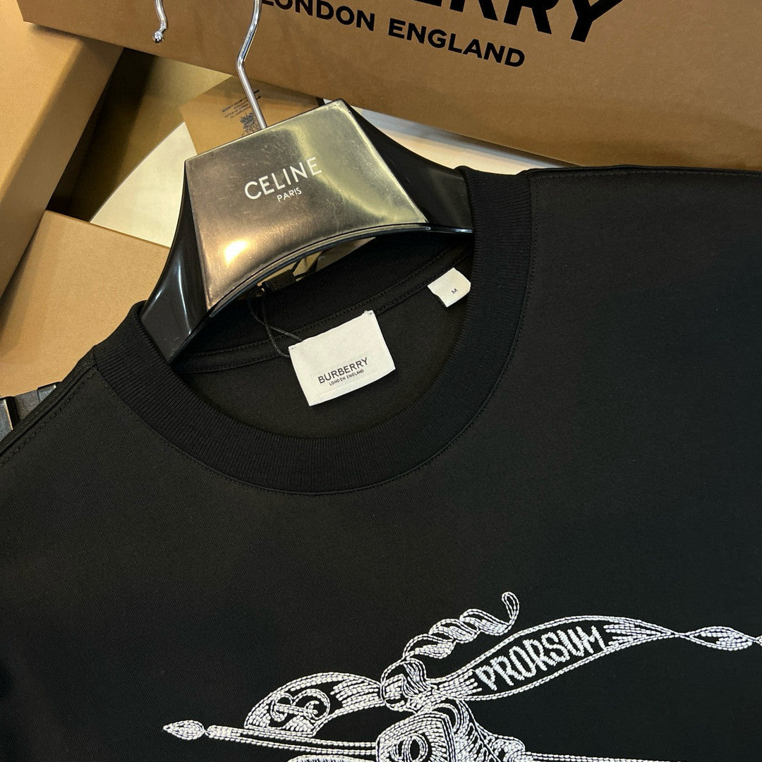 Burberry Men's Summer Embroidered Knight Pattern Printed Solid Color Crew Neck Short Sleeve T-Shirt #77827