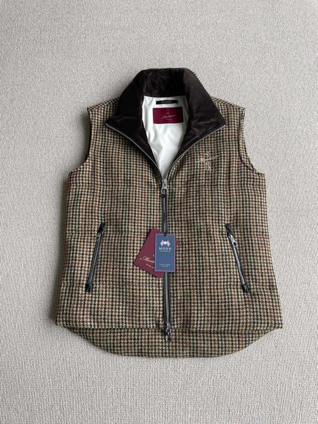 Montecore Men's Winter Chippendale Warm Tweed Wool Puffer Down Vest Jacket #97837