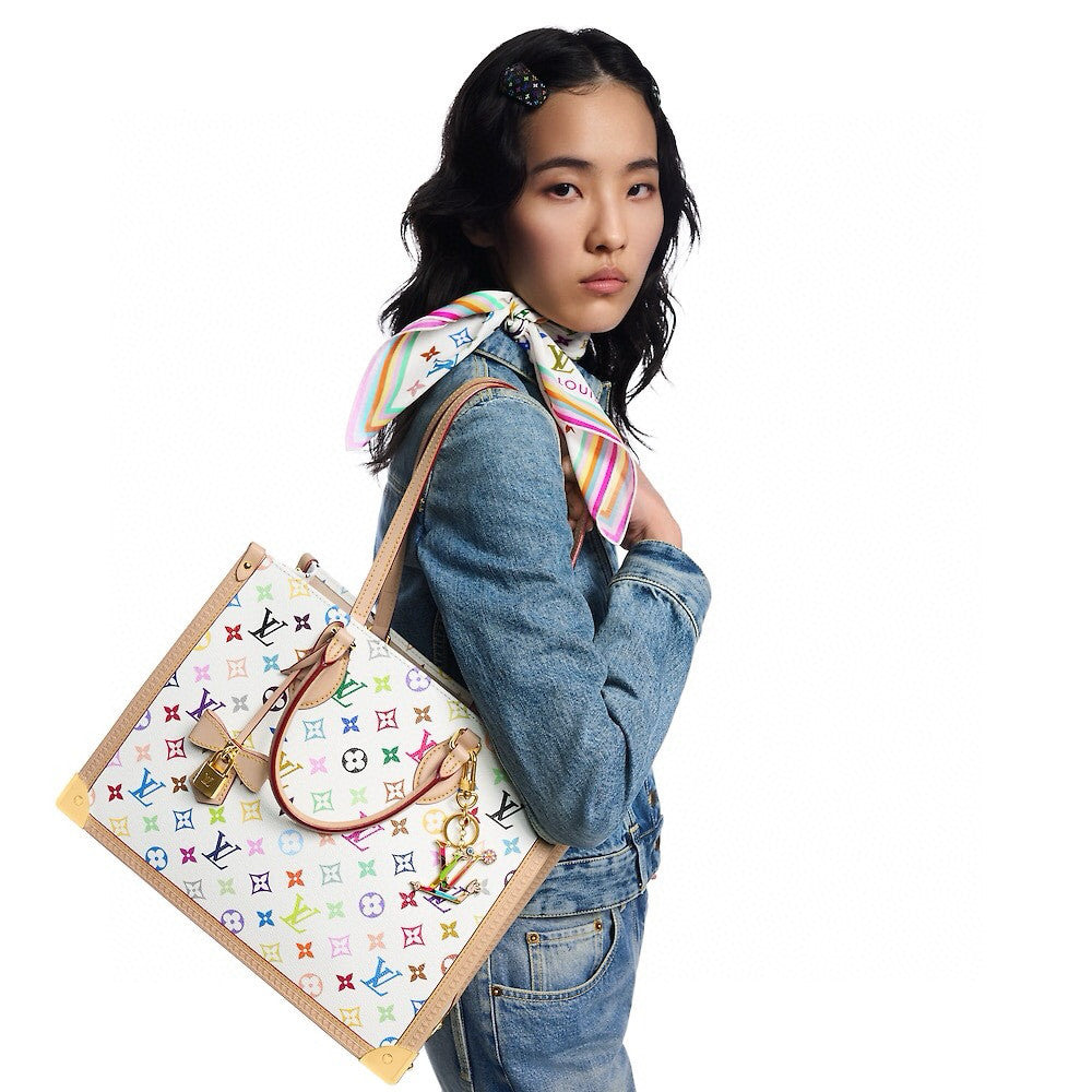 Louis Vuitton LV x TM ONTHEGO Women's Colorful Letter Print Adjustable Shoulder Strap Coated Canvas Patchwork Cowhide Tote Shopping Bag Crossbody Bags #75635