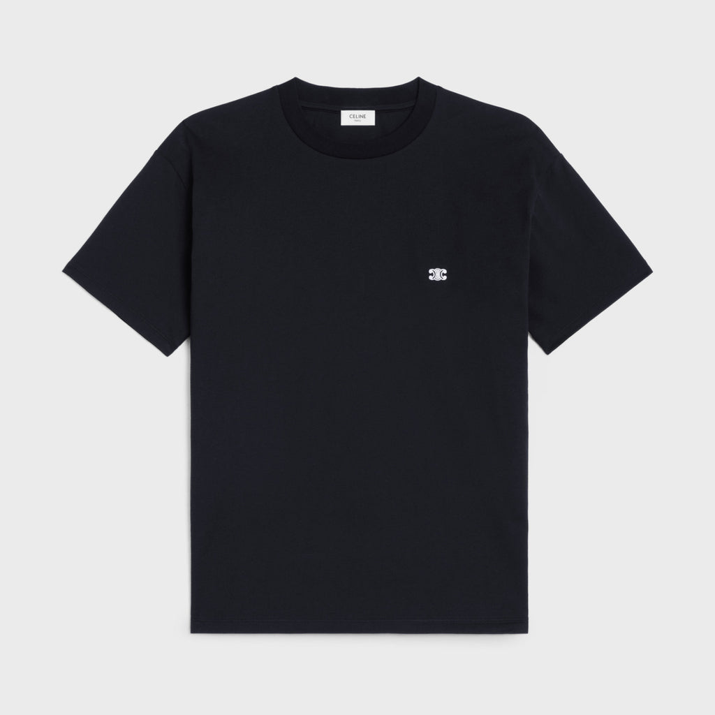 Celine Unisex Genderless Summer Solid Color Short Sleeve Loose Triomphe T-shirt In Cotton Jersey #97212