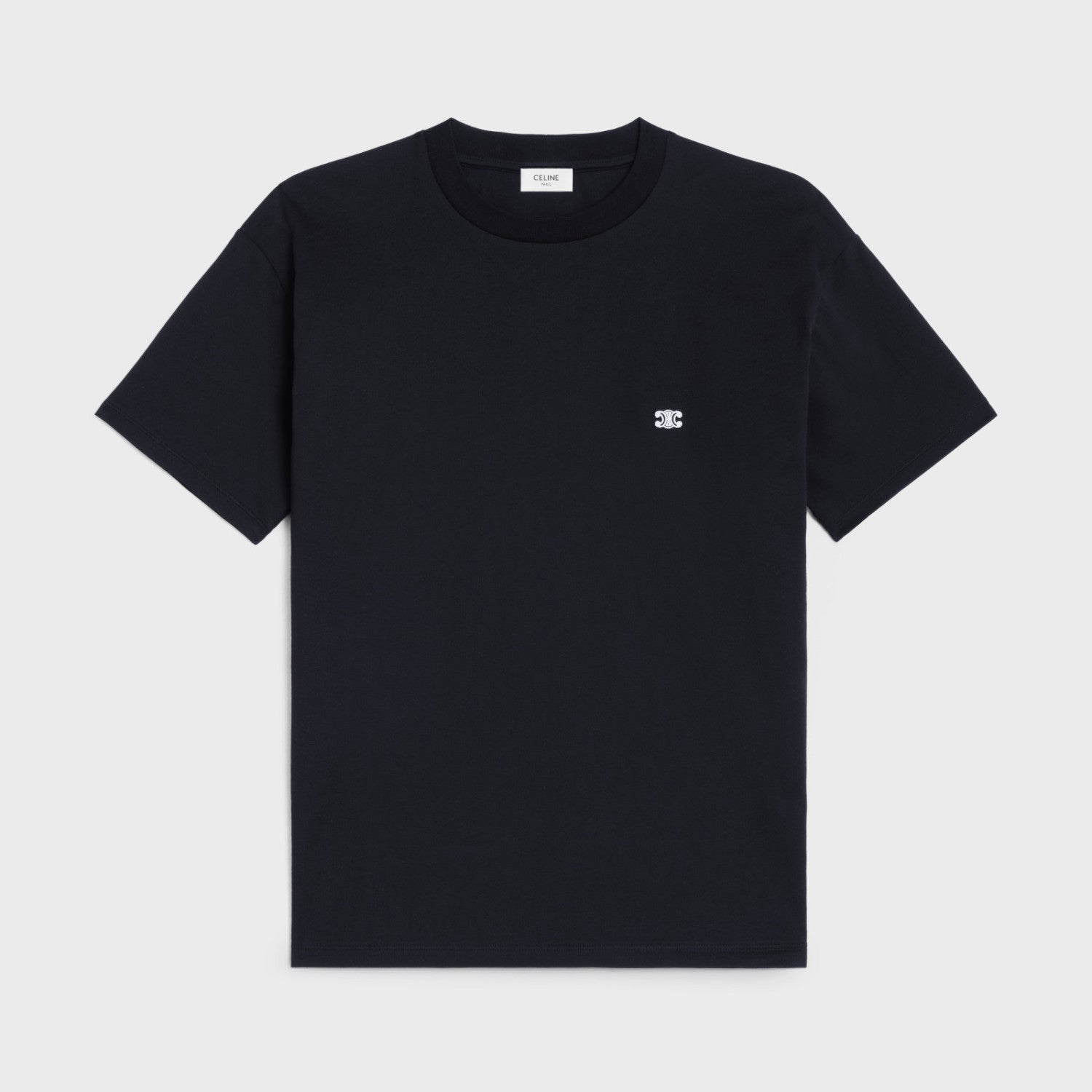 Celine Unisex Genderless Summer Solid Color Short Sleeve Loose Triomphe T-shirt In Cotton Jersey #97212
