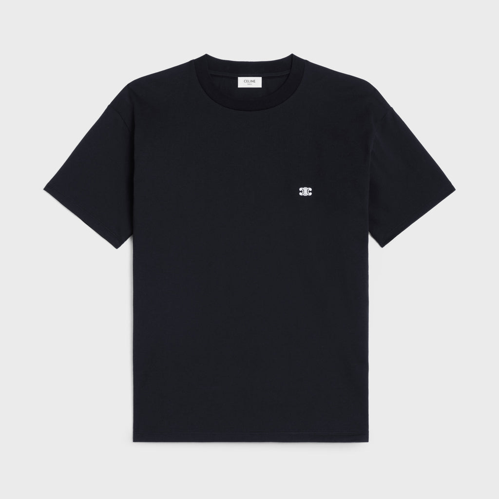 Celine Unisex Genderless Summer Solid Color Short Sleeve Loose Triomphe T-shirt In Cotton Jersey #97212