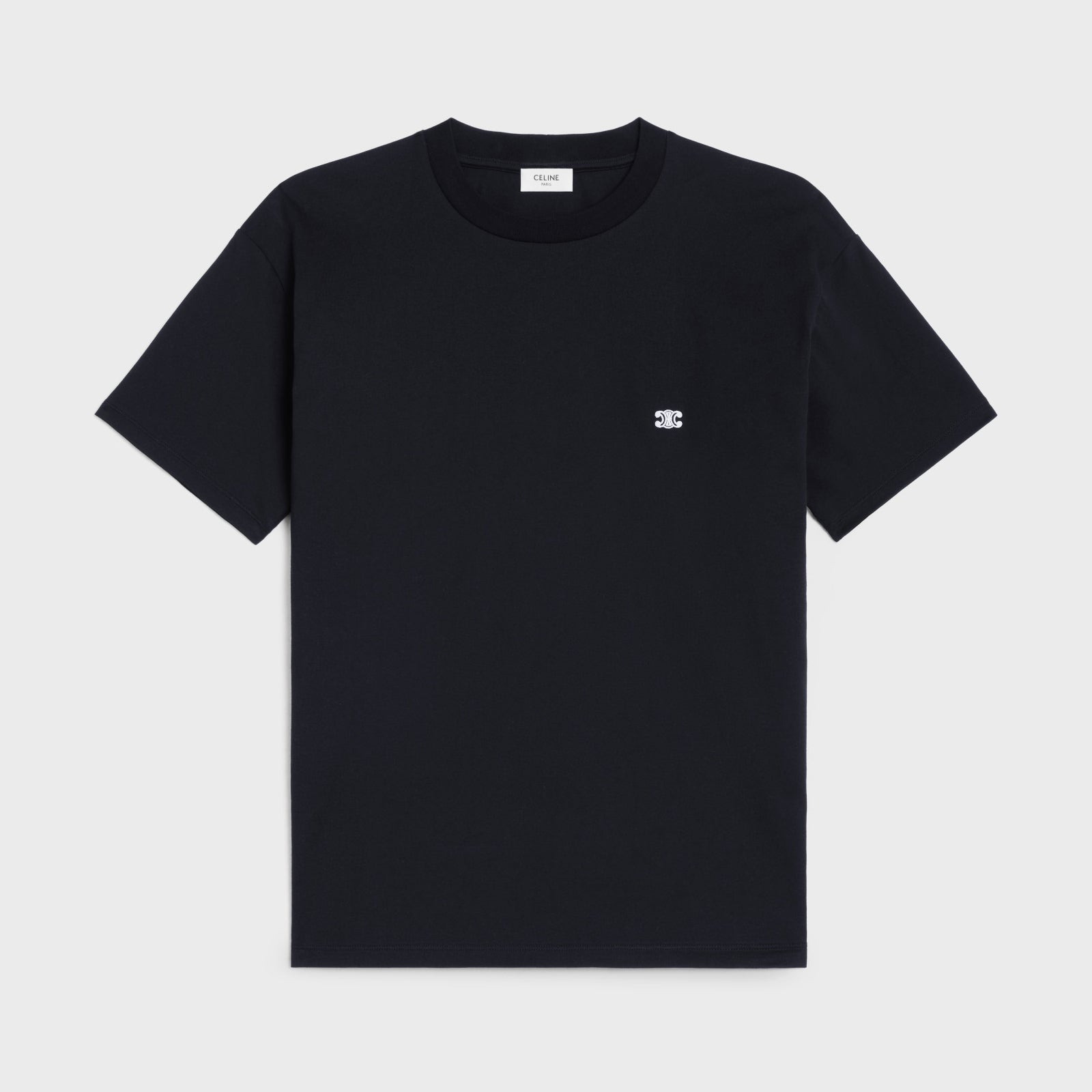 Celine Unisex Genderless Summer Solid Color Short Sleeve Loose Triomphe T-shirt In Cotton Jersey #97212