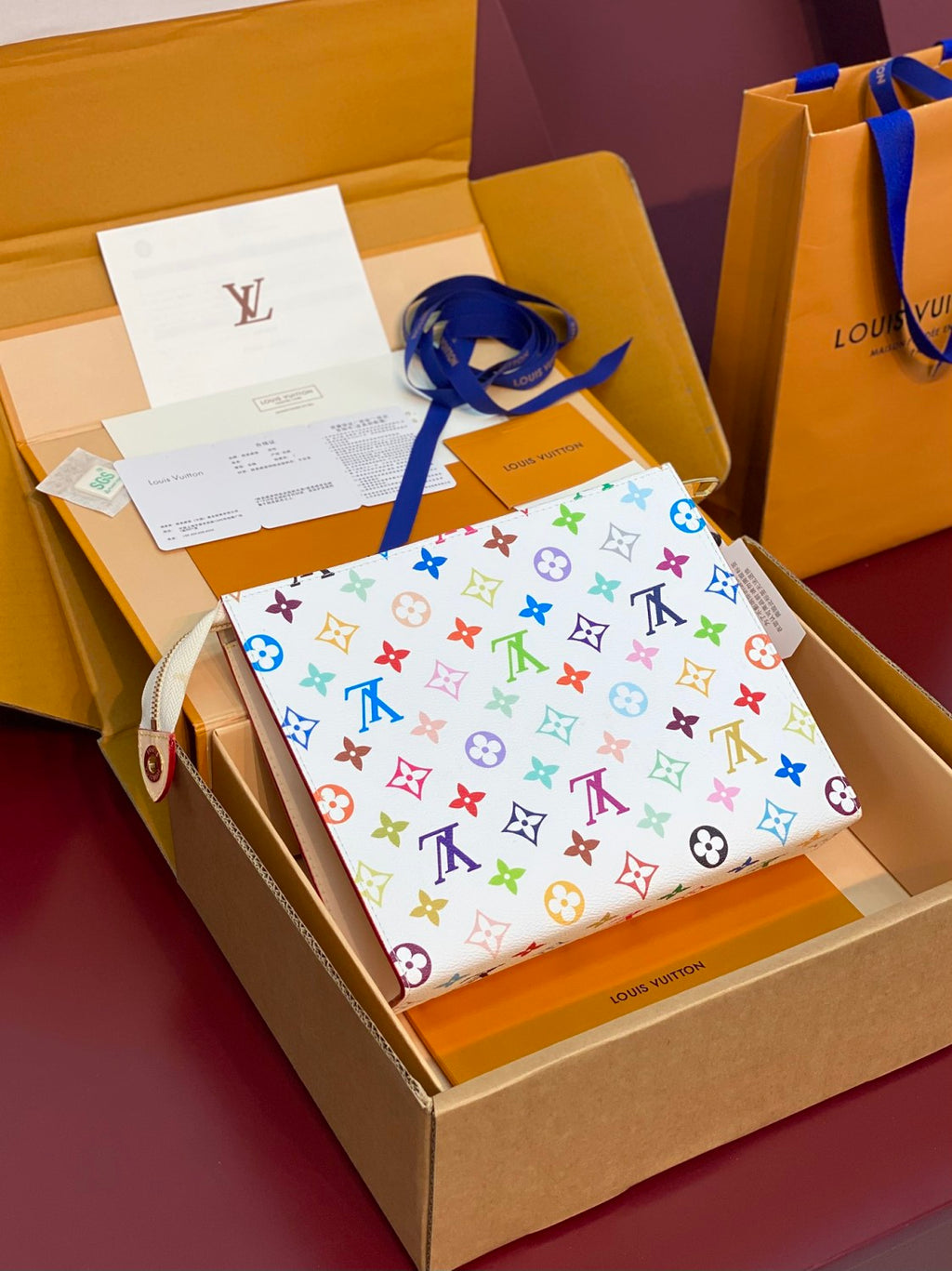Louis Vuitton LV x TM Women's Colorful Logo Print Zipper Closure Coated Canvas Clutch Bag Bags #75164