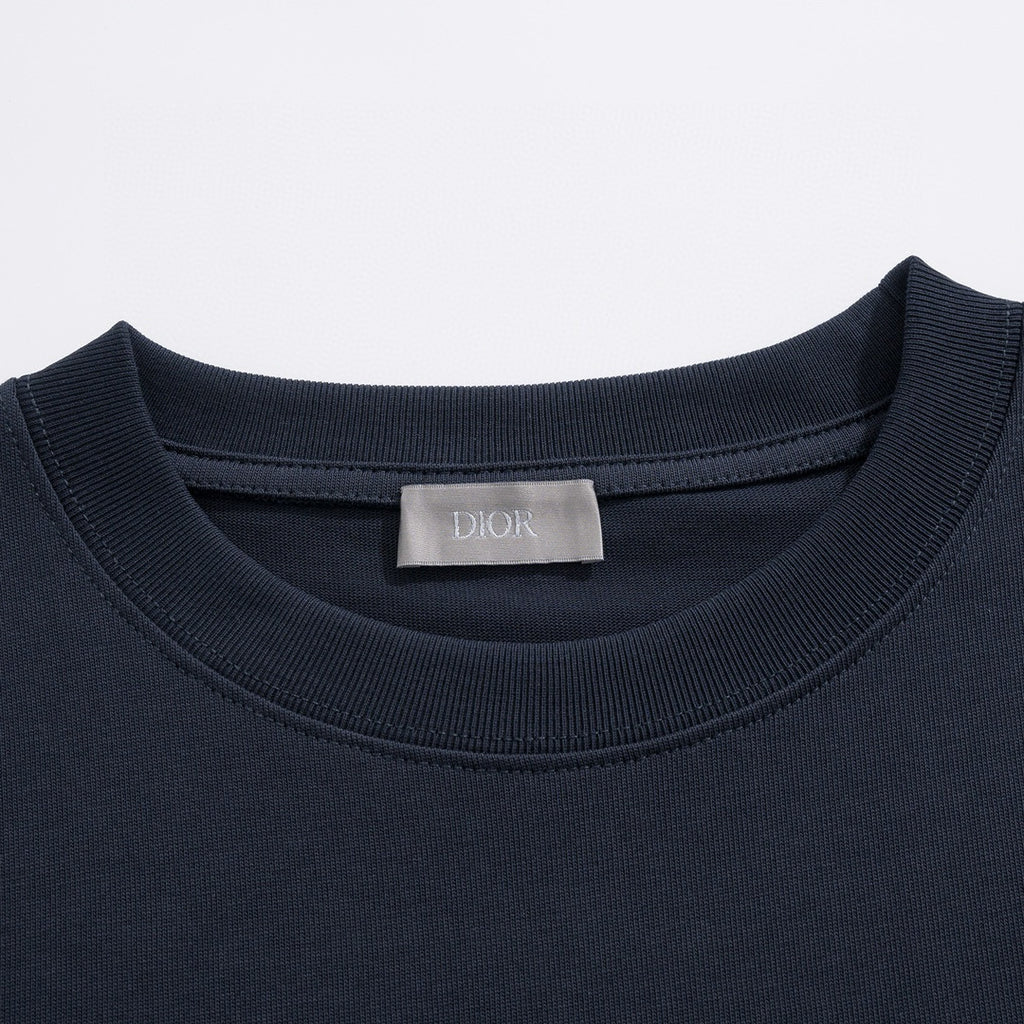 Dior Men's Summer Embroidered Logo Solid Color Round Neck Cotton Short Sleeve T-Shirt #97978