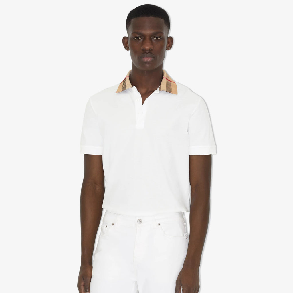 Burberry Men's Summer Check Printed Polo Neck Solid Color Casual Short Sleeve T-Shirt #75622