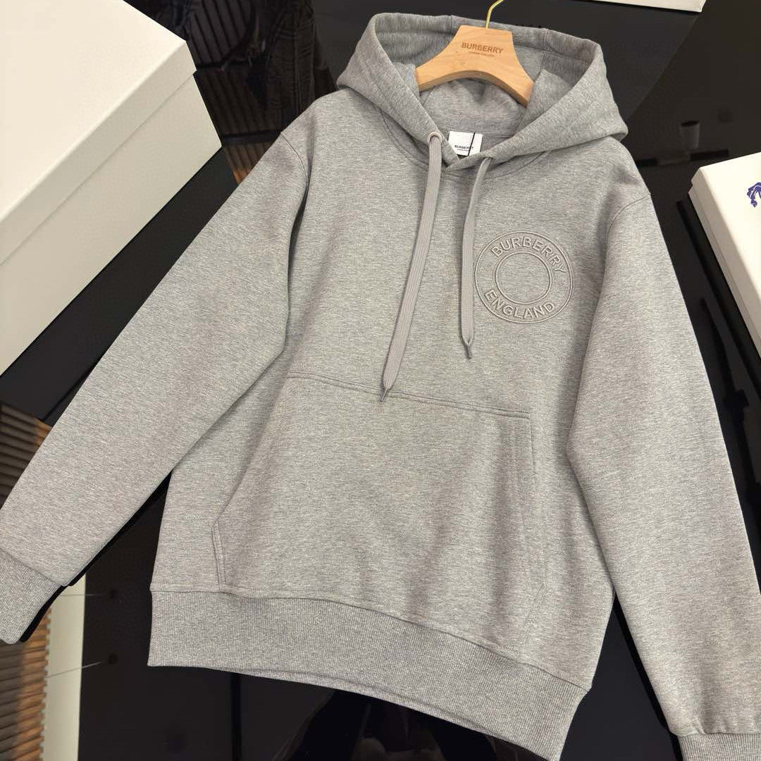 Burberry Men's Spring and Autumn Solid Color Letter Embroidery Casual Hooded Long Sleeve Sweatshirt Round Neck Pullover Sweatshirt Casual Lace-Up Pants Three Piece Set #74872
