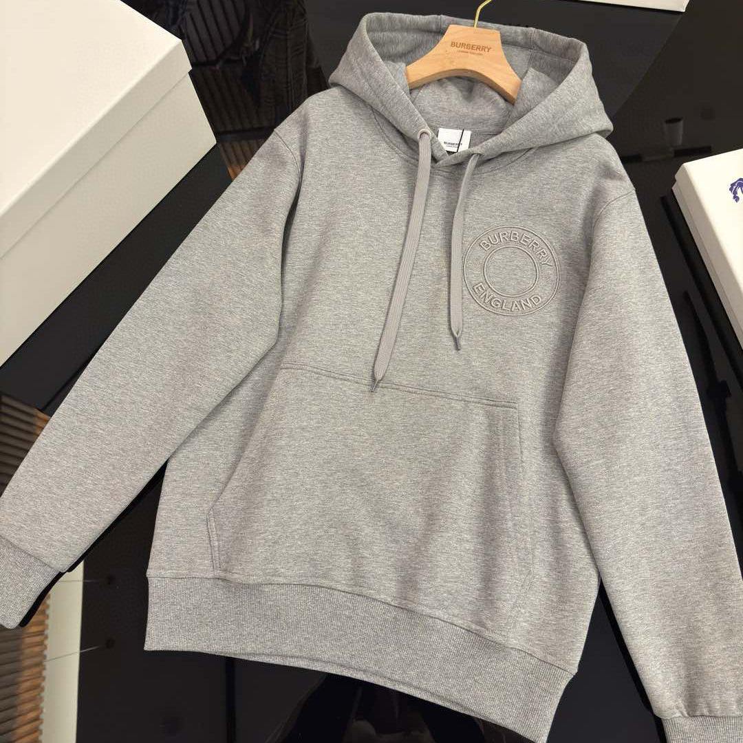 Burberry Men's Spring and Autumn Solid Color Letter Embroidery Casual Hooded Long Sleeve Sweatshirt Round Neck Pullover Sweatshirt Casual Lace-Up Pants Three Piece Set #74872