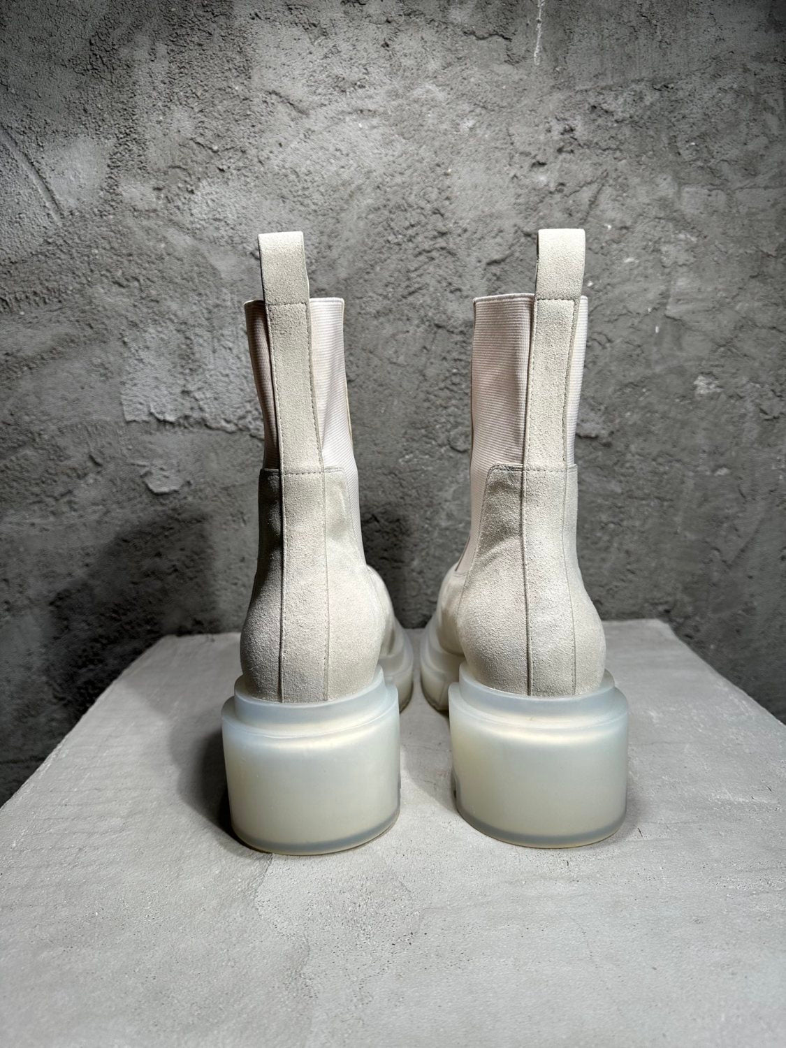 Rick Owens Men's Fall And Winter Elastic Thick Bottom Boots Round Head Suede Short Boots 7cm Fashion Trend Cowhide Mid-calf Shoes Ngvp #2466