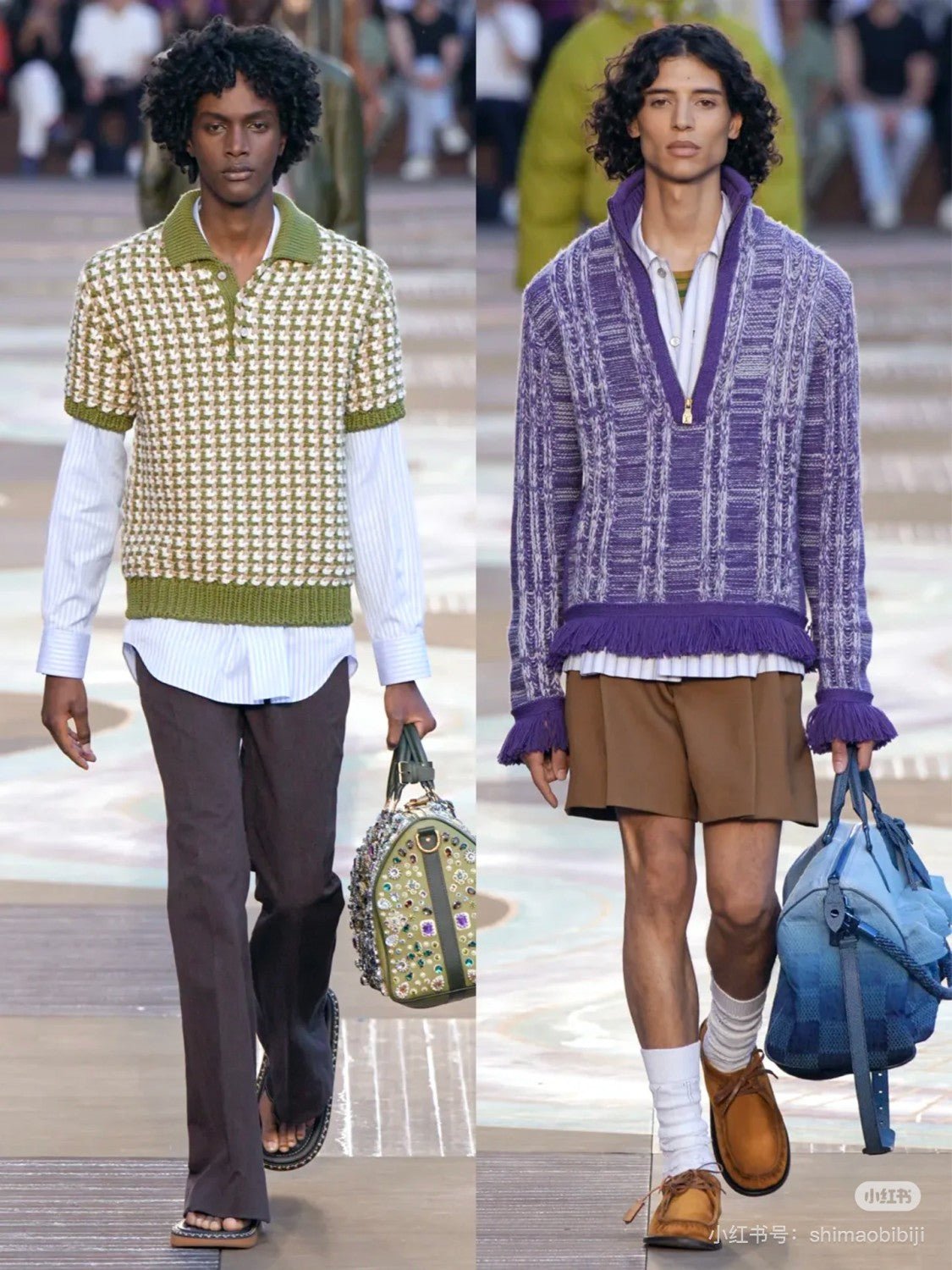 Louis Vuitton Men's Spring/Summer Color-Block Jacquard Knit Lapel Short-Sleeve Polo Shirt Ngvp #2387