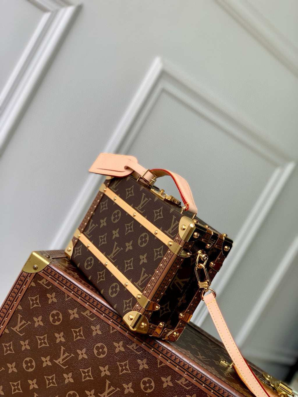 Louis Vuitton Women's Brown Letter Print Removable Adjustable Shoulder Strap Coated Canvas Tote Bag Crossbody Bags #77659