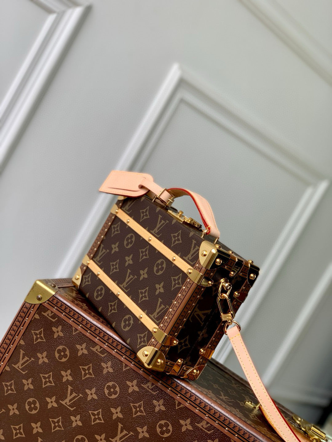 Louis Vuitton Women's Brown Letter Print Removable Adjustable Shoulder Strap Coated Canvas Tote Bag Crossbody Bags #77659