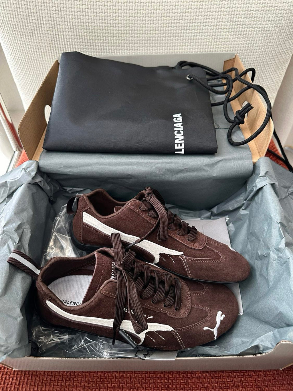 Balenciaga X PUMA SPEEDCAT BALENCIAGA Men's And Women's Spring/fall Fashion Casual Round Toe Lace Up Flat Low Top Thin Suede Sneakers Casual Shoes #79286