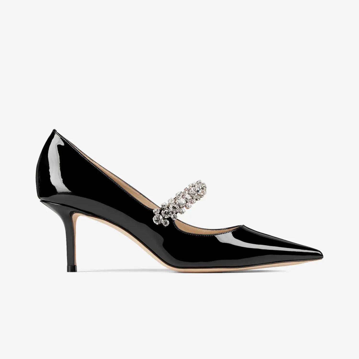 JIMMY CHOO BING PUMP 65 Women's Summer Solid Color Crystal Decorated Patent Leather High Heels Shoes #77334