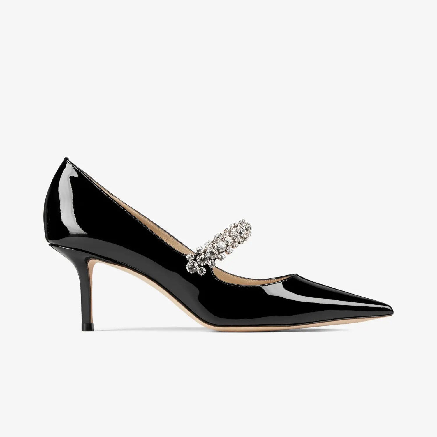 JIMMY CHOO BING PUMP 65 Women's Summer Solid Color Crystal Decorated Patent Leather High Heels Shoes #77334