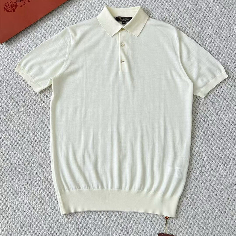 Loro Piana Men's Summer Lapel Straight Solid Color Fitted Pullover Short Sleeve Polo Shirt Ngvp #1554