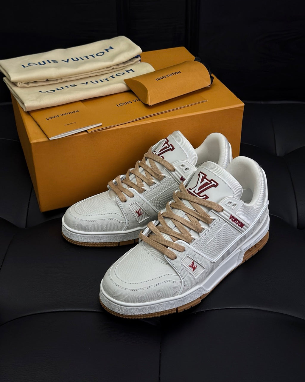 Louis Vuitton LV Trainer Men's Four Seasons Solid Color Cowhide Low-top Lace-up Flat Casual Shoes #76943