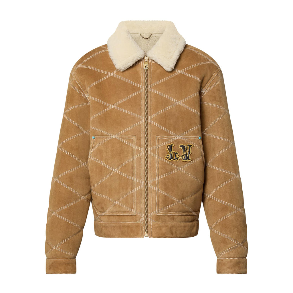 Louis Vuitton Men's Winter Logo Embroidery Wool Lapel Zipper Long Sleeve Jacket #73429
