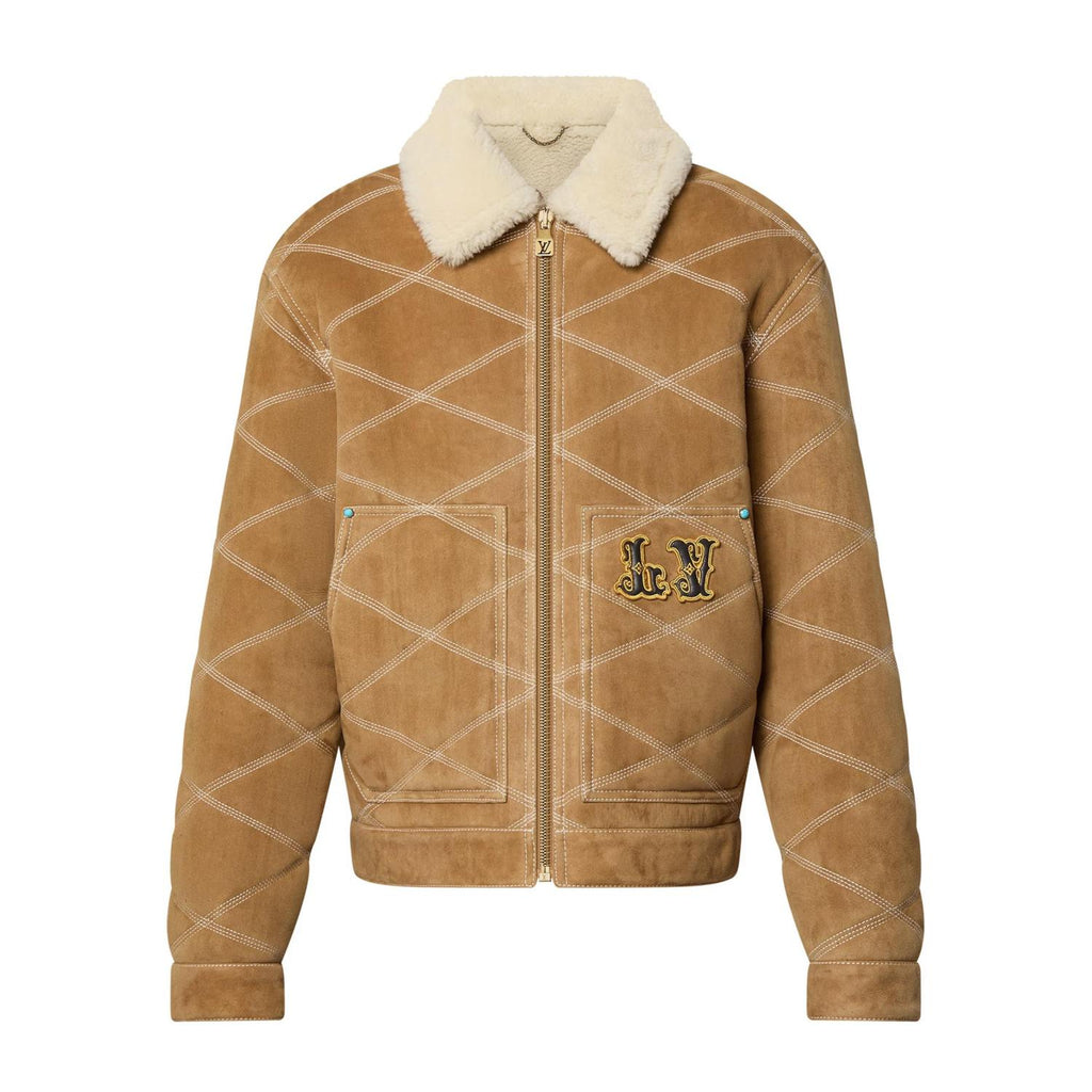 Louis Vuitton Men's Winter Logo Embroidery Wool Lapel Zipper Long Sleeve Jacket #73429