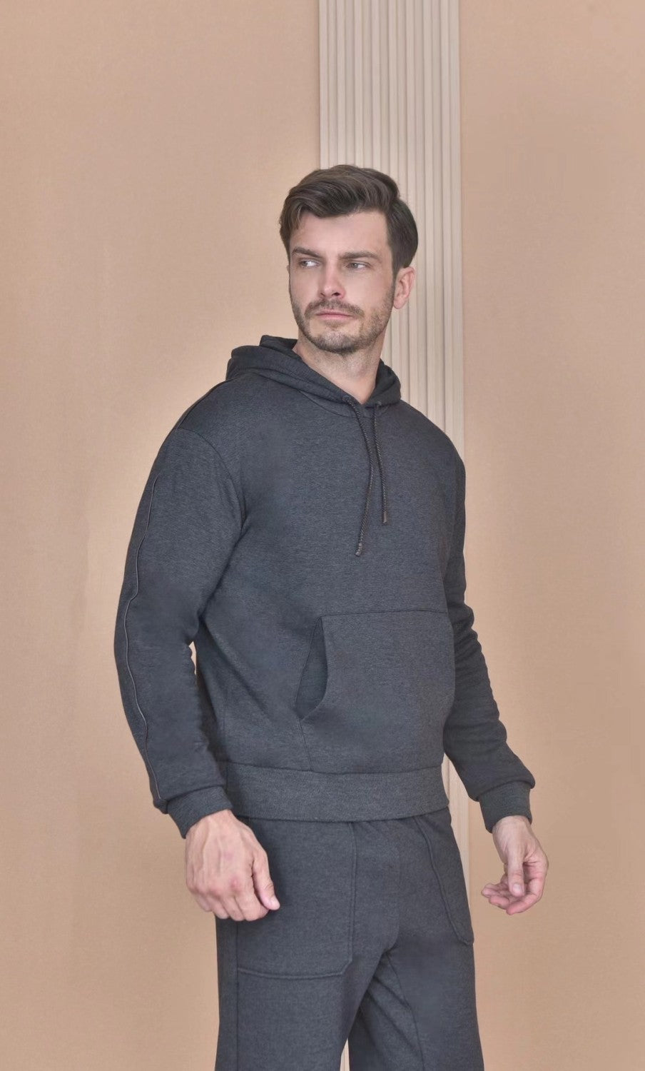 Loro Piana Men's Autumn And Winter Solid Color Hooded Long Sleeve Sweatshirt Casual Lace-Up Pants Set Ngvp #9216