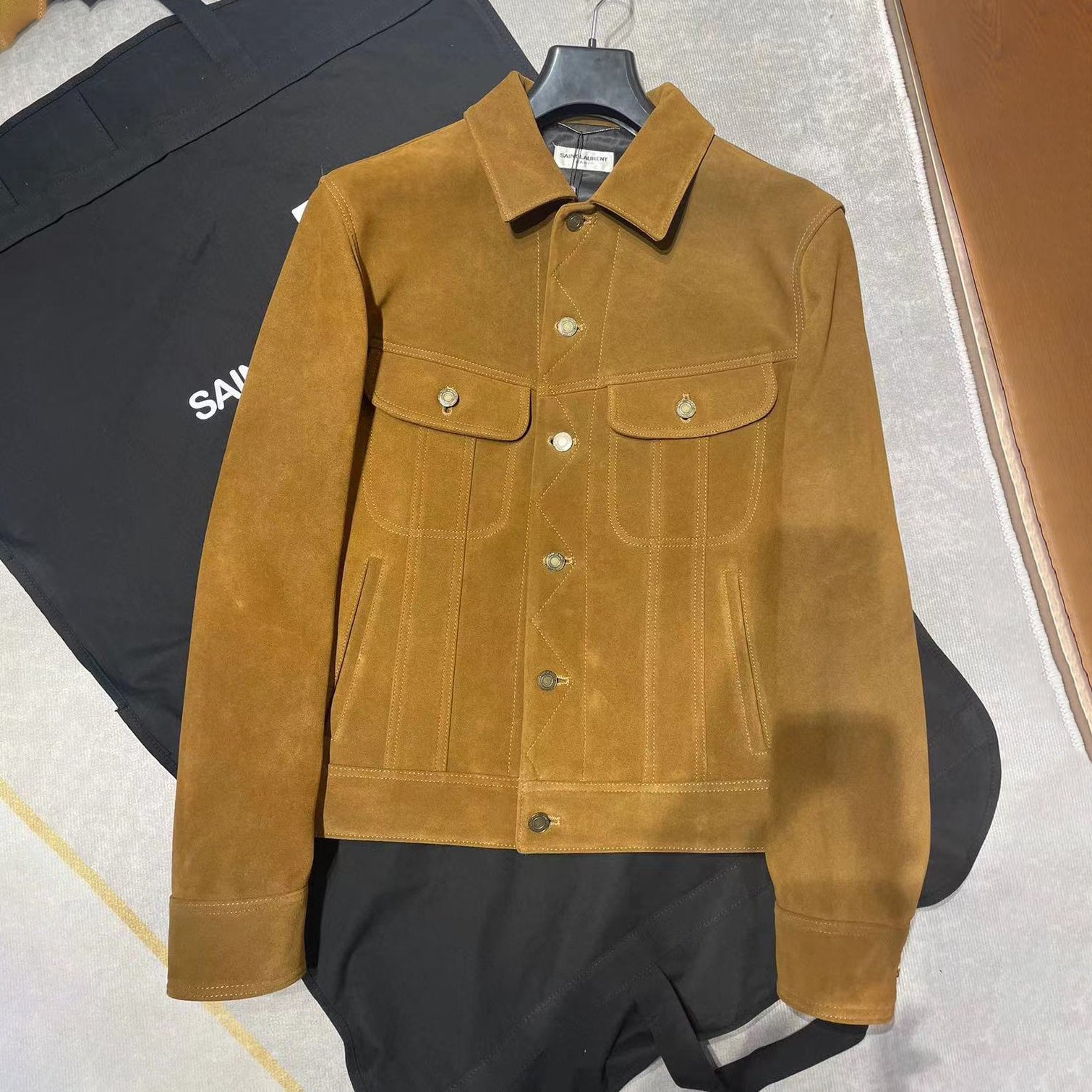 SAINT LAURENT  Suede Lapel Button Jacket Coat #95154