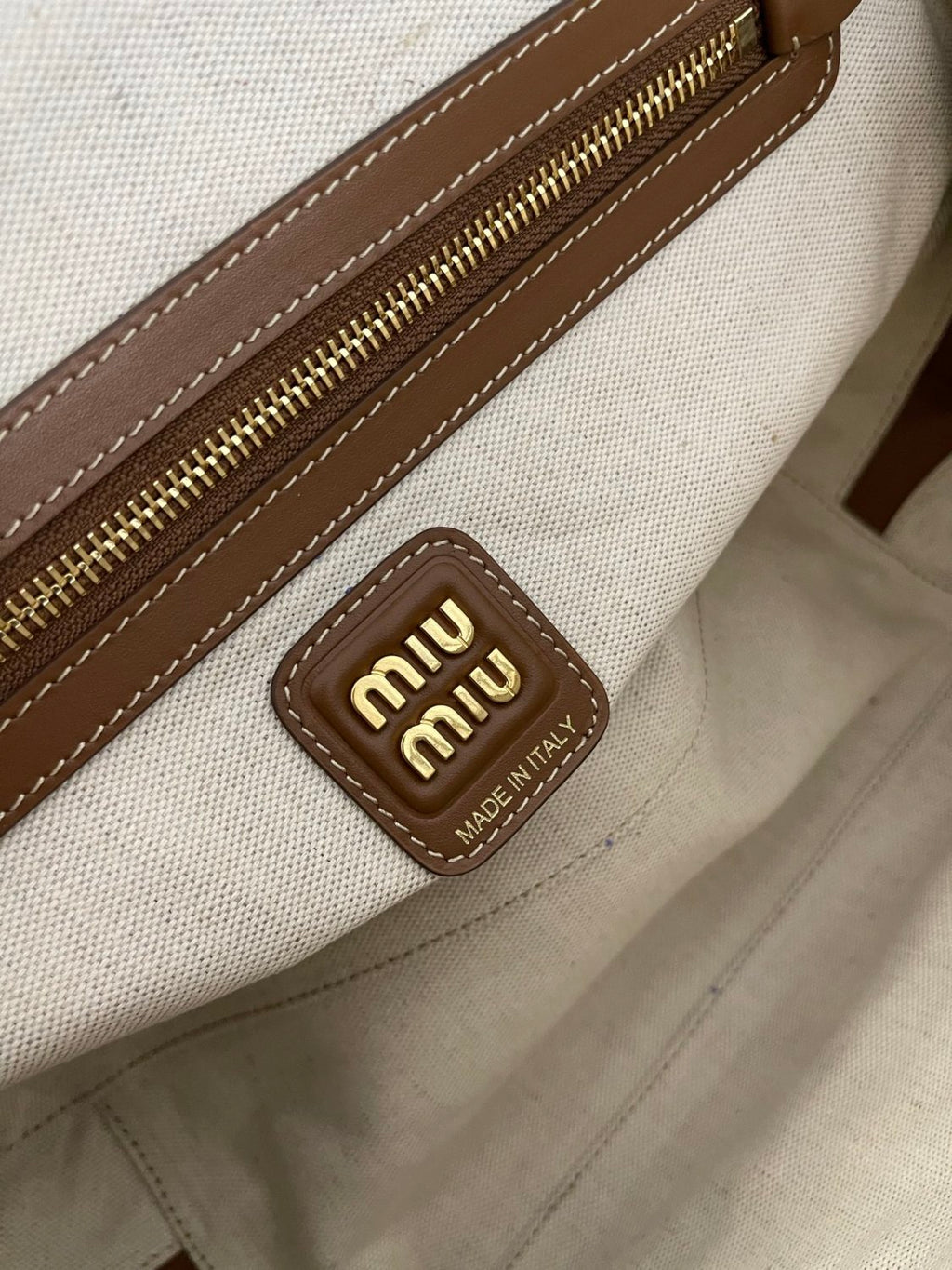 MiuMiu Beau Women's Embroidered Logo Print Striped Canvas And Calfskin Handbag Shoulder Bag Bags #77933