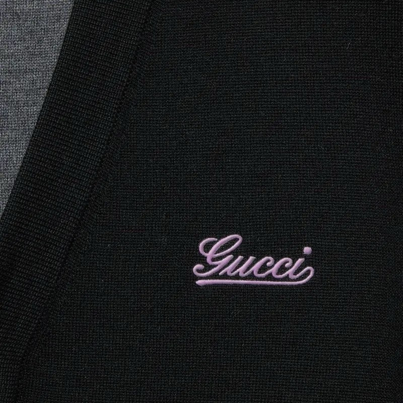 Gucci Men's Spring And Fall Embroidered Double Layer V-neck Single Breasted Long Sleeved Knit Jacket #74247