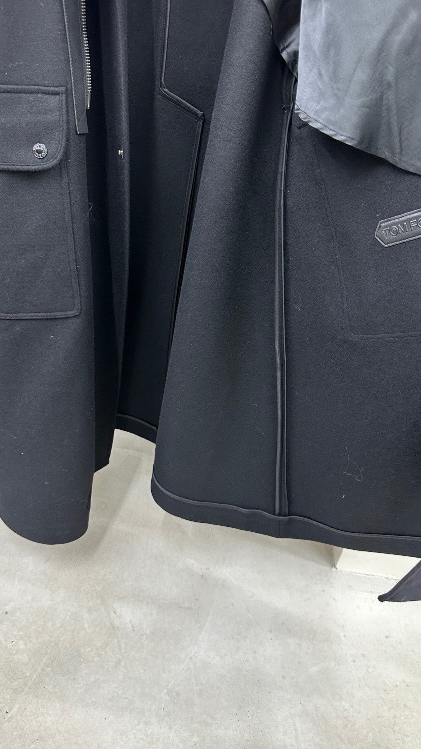 Tom Ford Solid Color Slanted Zipper Long Coat Ngvp #6779