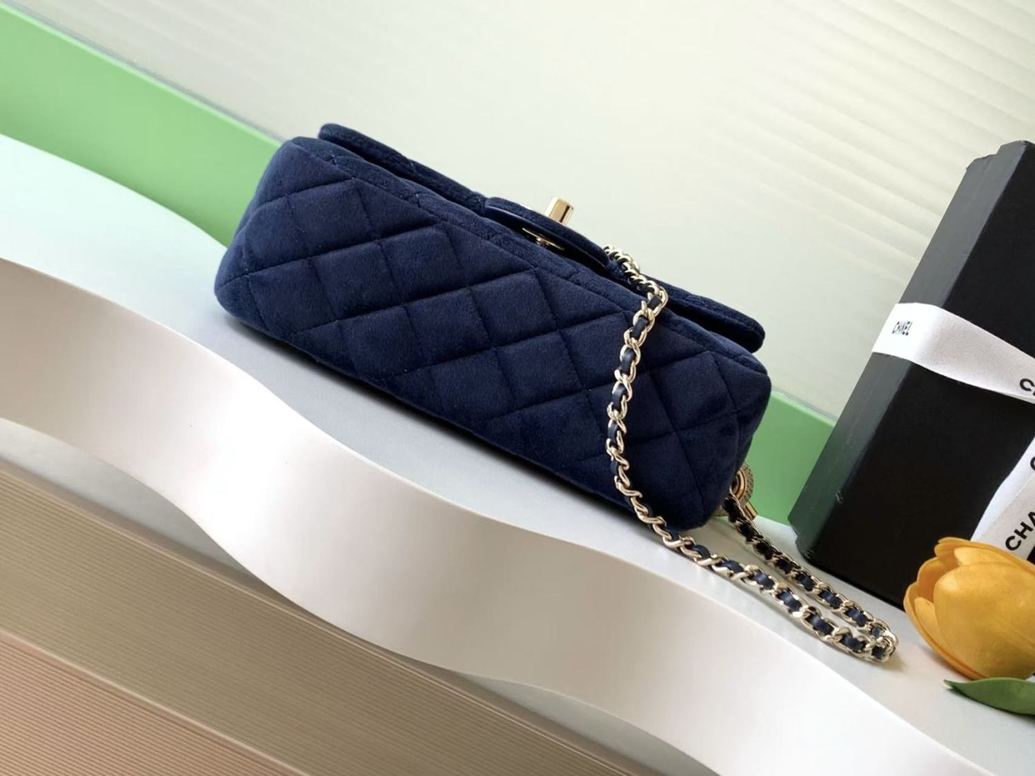 Chanel 25a Diamond Ball CF Velvet Clutch Women's Fashionable Exquisite Mini Crossbody Chain-Strap Flap Bag #193617