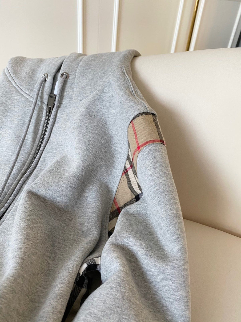 Burberry Zip Sport Hooded Sweatshirt Grey #96111