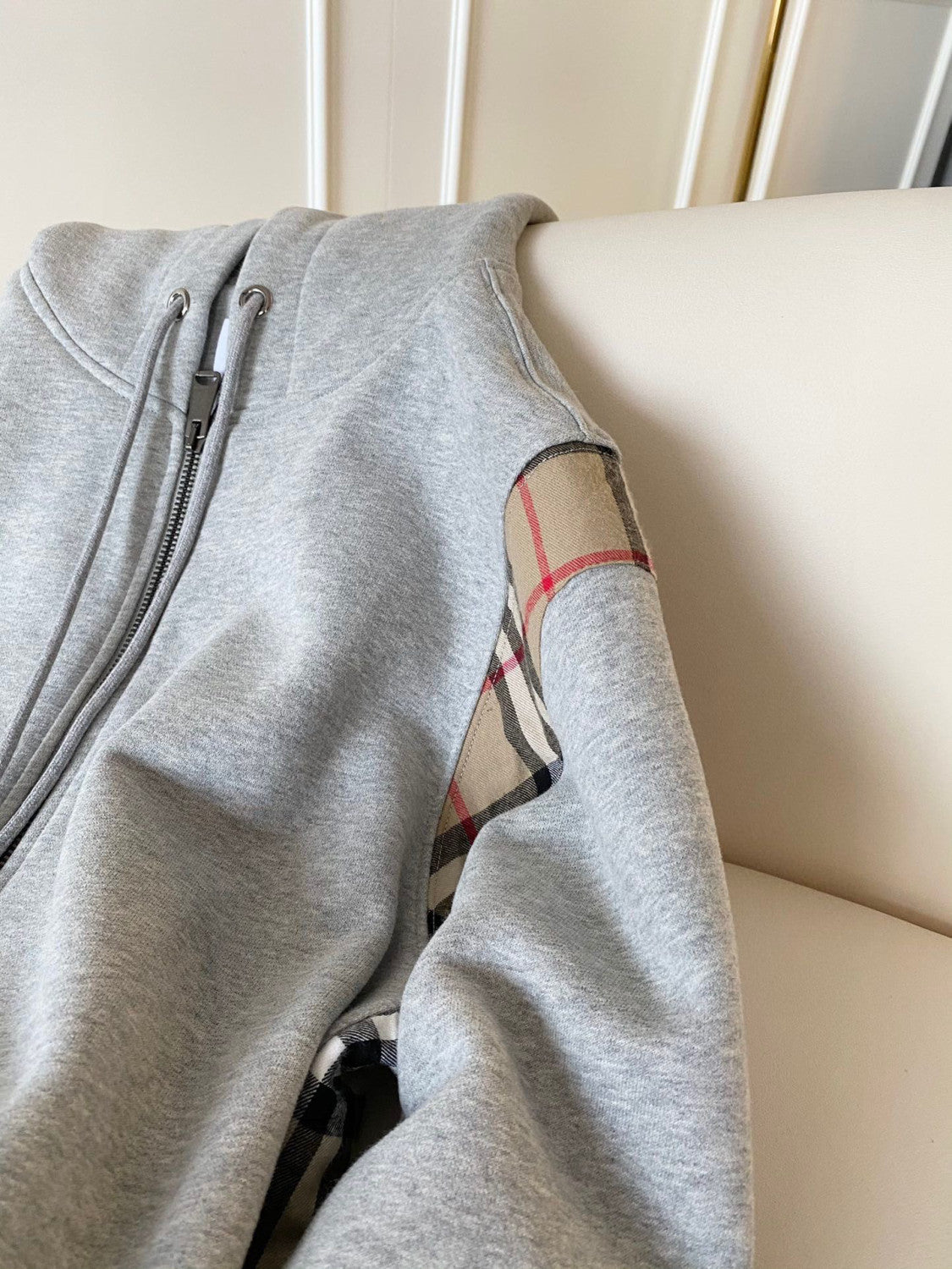Burberry Zip Sport Hooded Sweatshirt Grey #96111