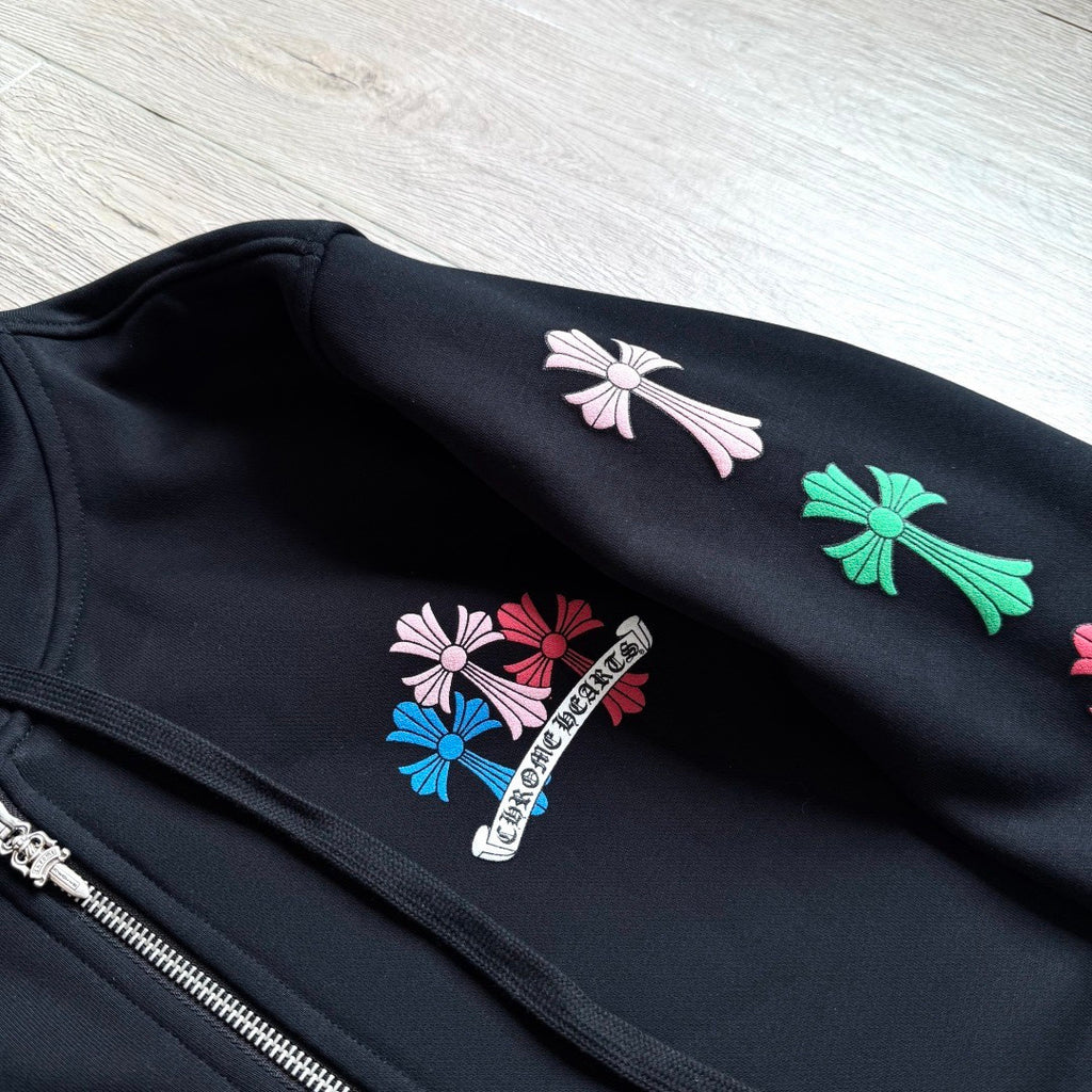 Chrome Hearts Classic 925 Silver Zipper Pull Colorful Horseshoe Zip Sweatshirt #333188