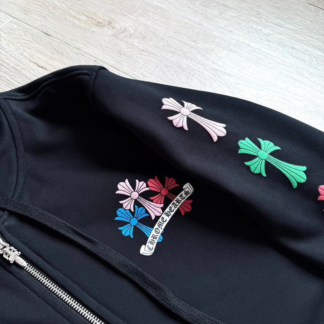 Chrome Hearts Classic 925 Silver Zipper Pull Colorful Horseshoe Zip Sweatshirt #333188