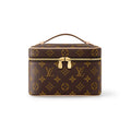 Louis Vuitton NICE Women's Brown Nice Mini Makeup Bag with LV Logo Metal Zipper Pull. Leather Handbag Makeup Bag Bags #77968