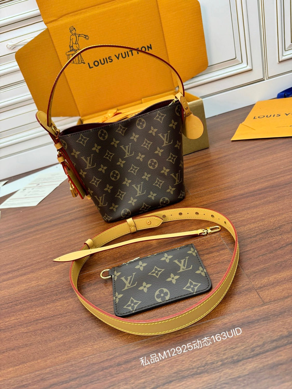 Louis Vuitton All In BB Women's Brown Letter Printed Removable Zipper Inside Pocket Coated Canvas Shoulder Tote Bag Bags #75487