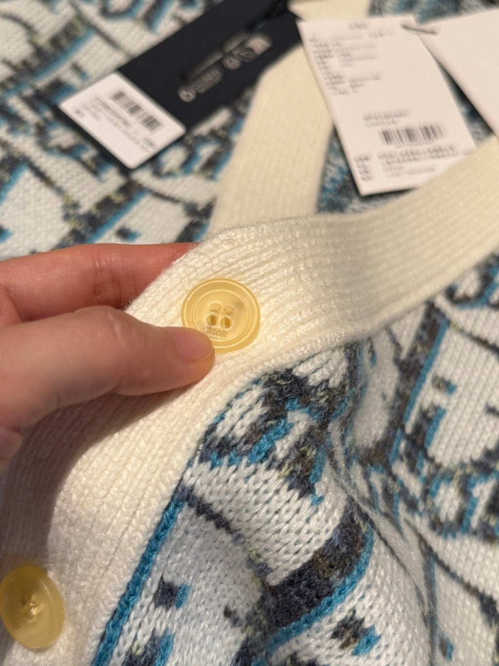 Dior Men's And Women's Spring/summer Fashion Casual Sheep Wool Jacquard Fabric Oblique Print Single Breasted V-neck Long Sleeved Sweater Knitted Cardigan #78296