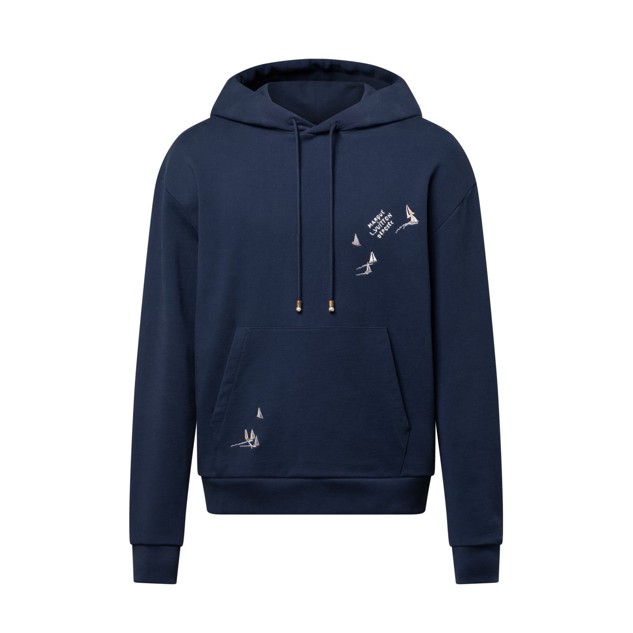 Louis Vuitton Men's Spring/Autumn Solid Color Casual Letter Embroidery Pattern Hooded Long Sleeve Sweatshirt #78239